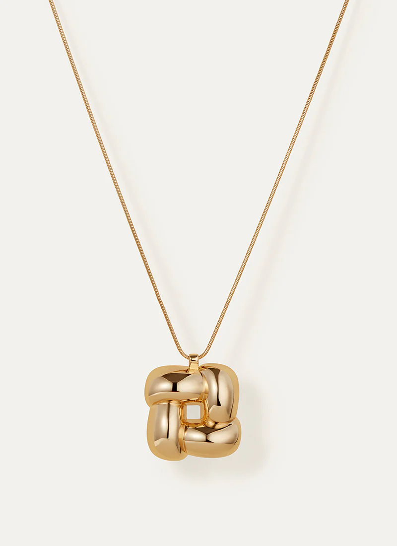 Woven Square Pendant Necklace - Image 2