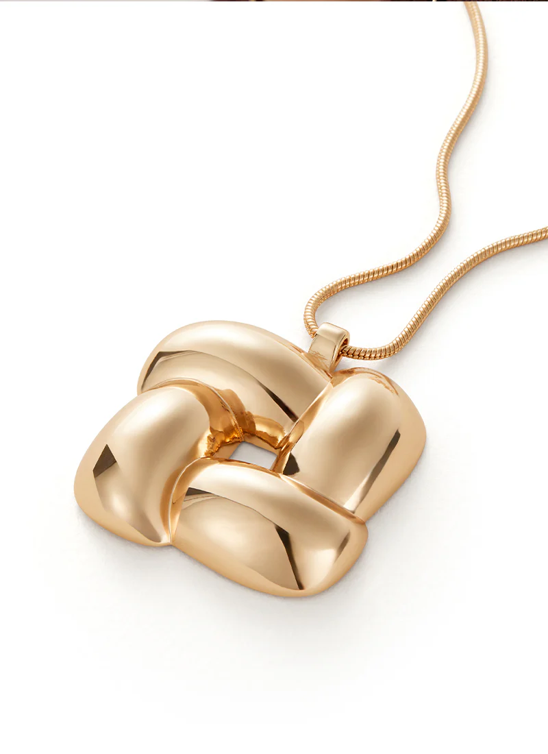 Woven Square Pendant Necklace - Image 4