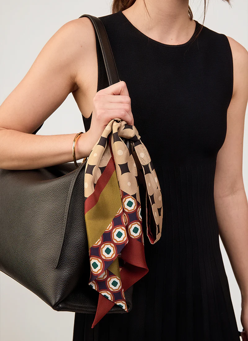 Geometric Print Silk Twilly