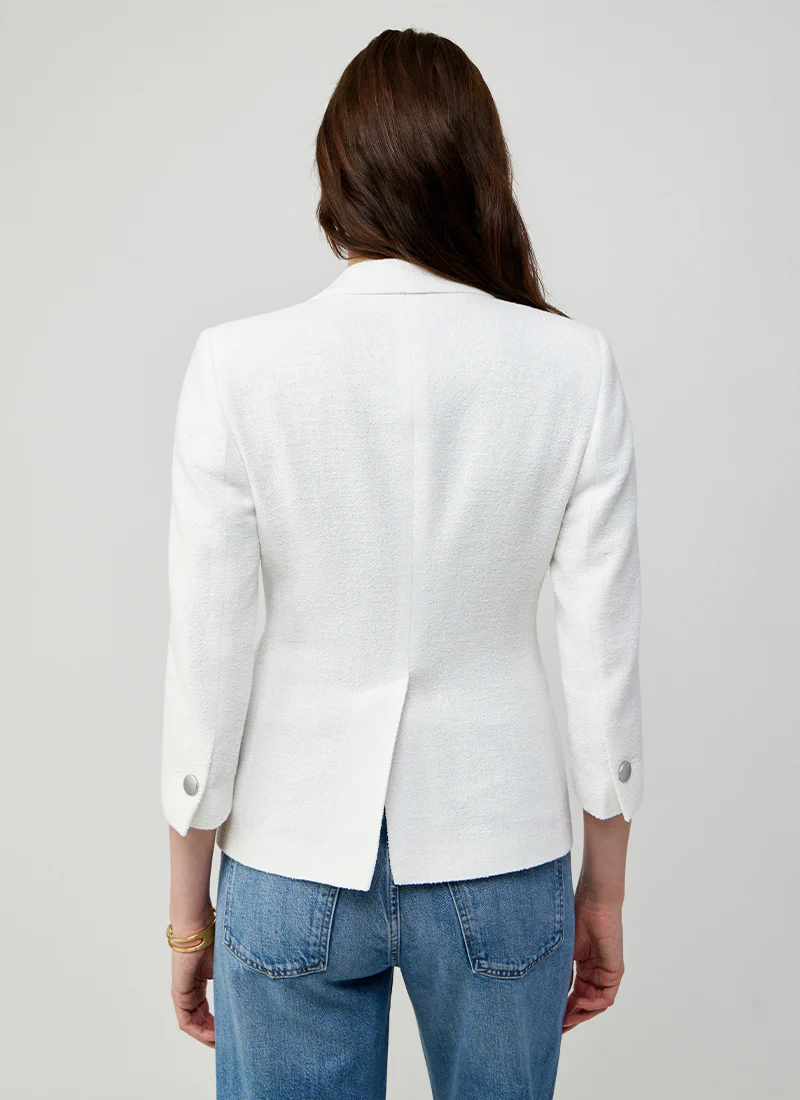 Debra Single Breasted Patch Pocket Boucle Blazer - Image 4