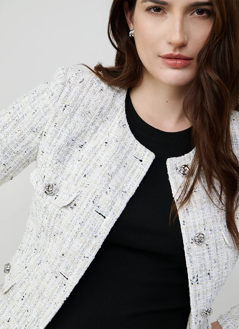 Jodie Collarless Tweed Jacket - Image 4