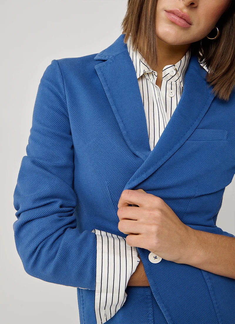 Oxford Garment Dyed 2 Button Pocket Slim Fit Blazer - Image 3