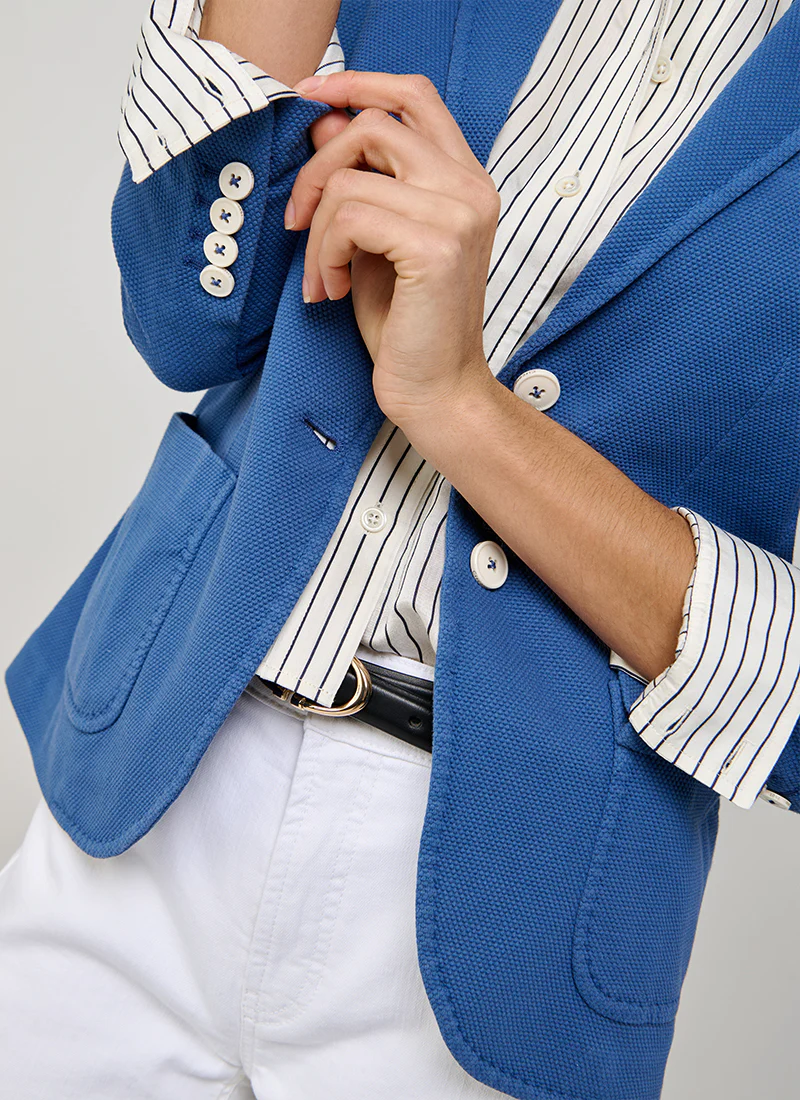 Oxford Garment Dyed 2 Button Pocket Slim Fit Blazer - Image 4