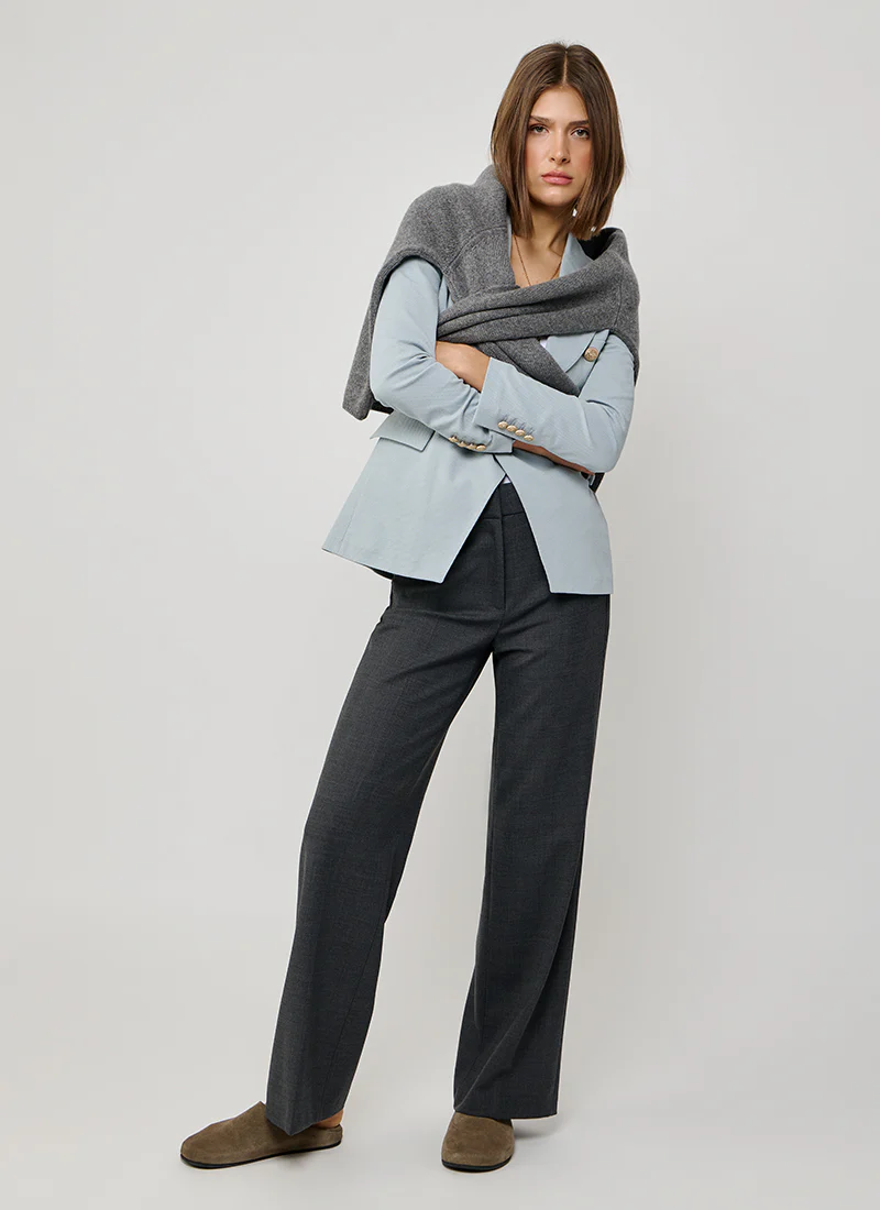 Oxford Light Dyed Asymmetric Double Breasted Blazer - Image 6