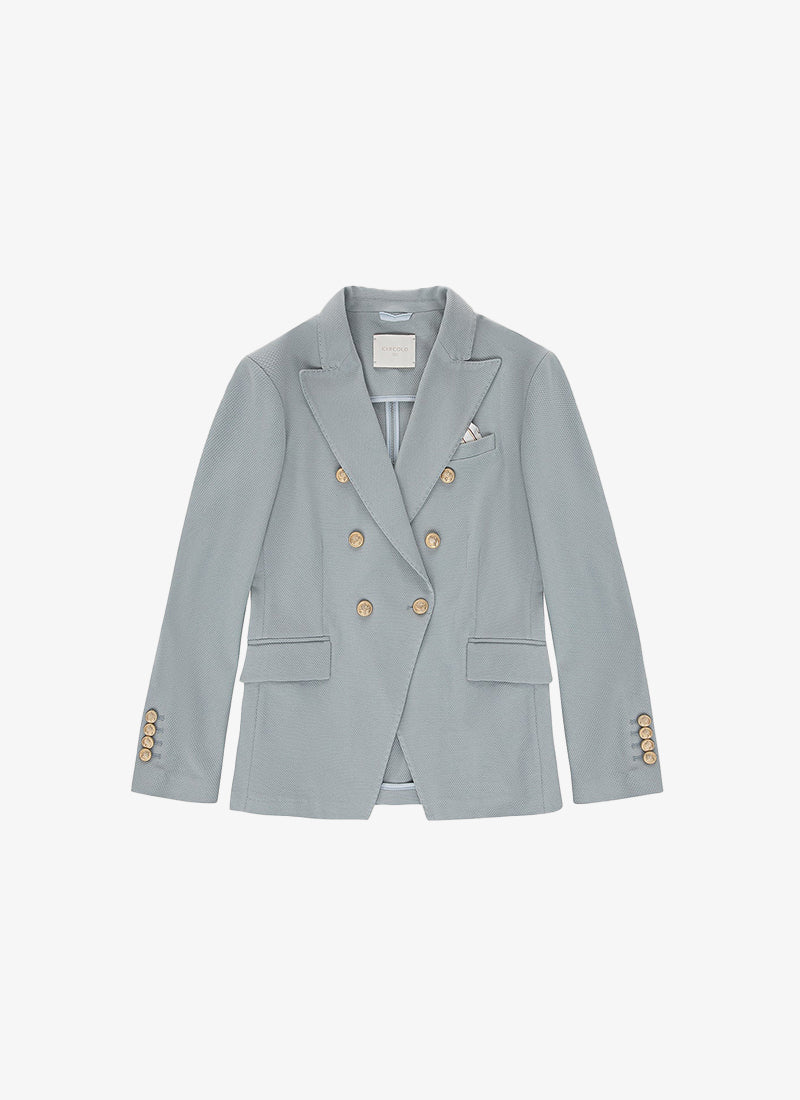 Oxford Light Dyed Asymmetric Double Breasted Blazer - Image 9