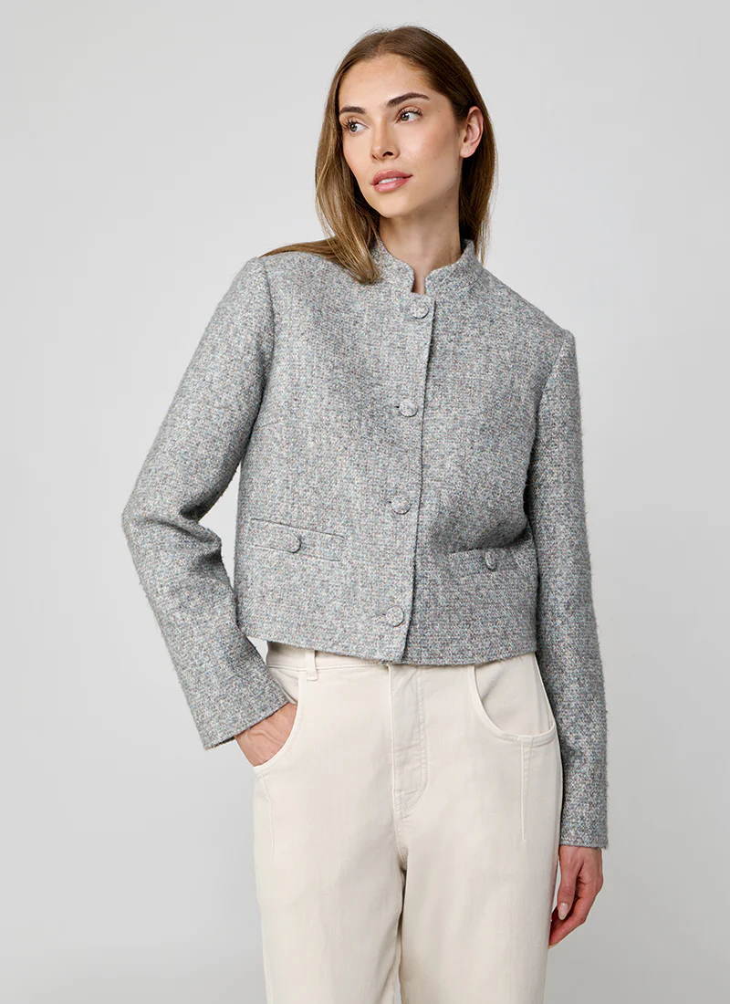 Knit Effect Collarless Jacket