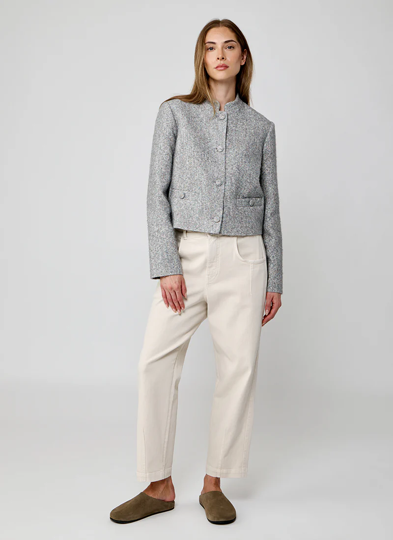 Knit Effect Collarless Jacket - Image 5