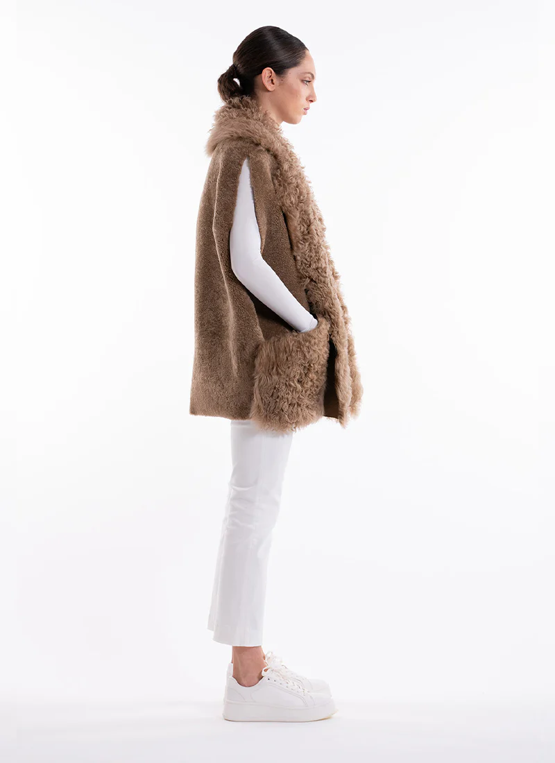 Semicurly Merino Tigrados Shearling Vest - Image 3