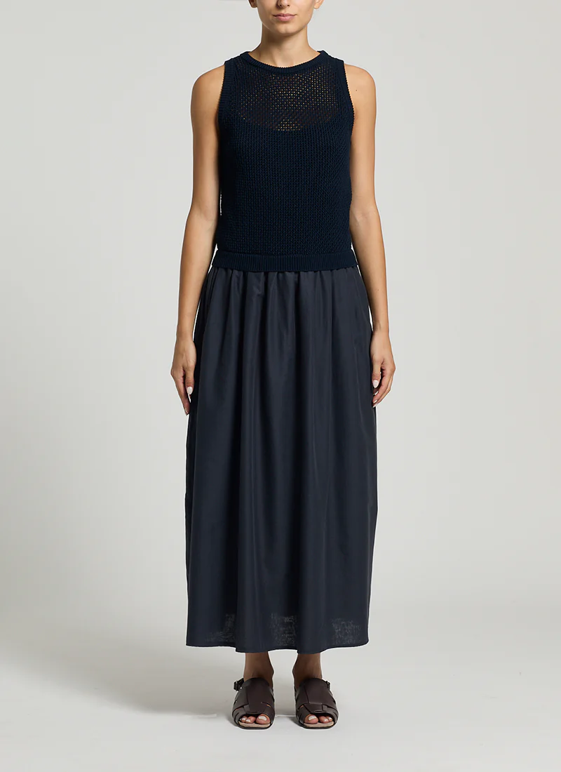 Bi-Material Cotton Knit Midi Dress - Image 3