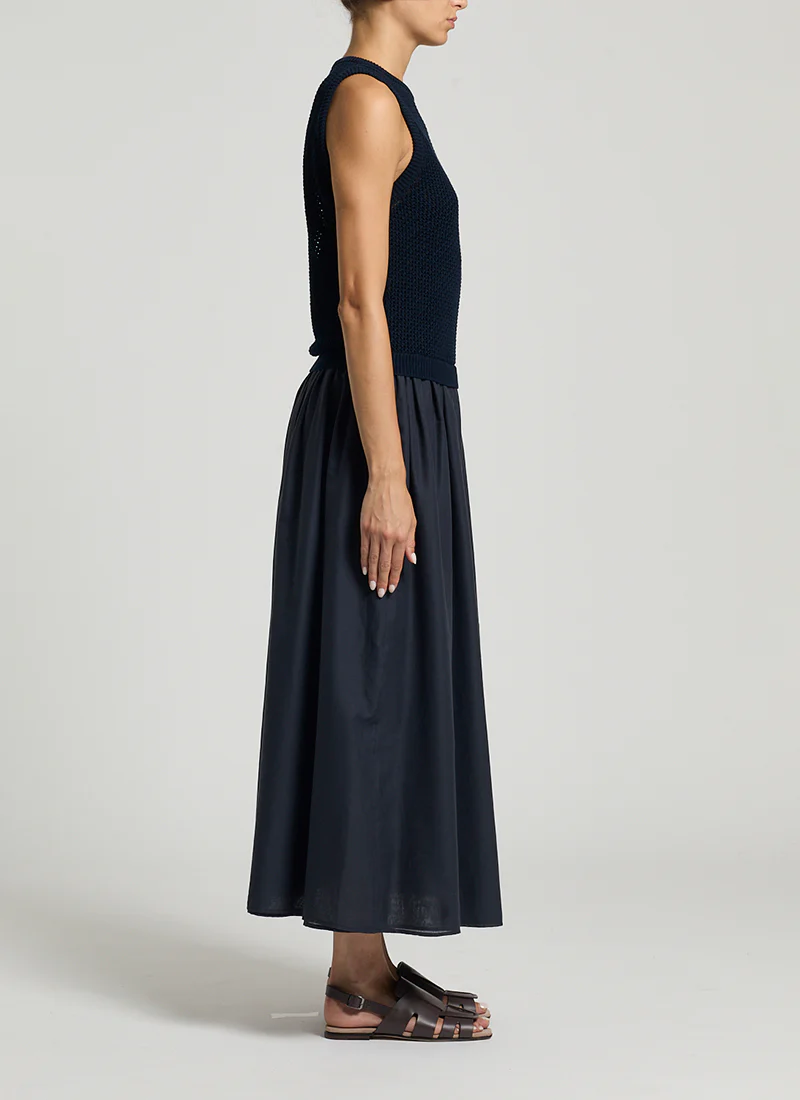 Bi-Material Cotton Knit Midi Dress - Image 5