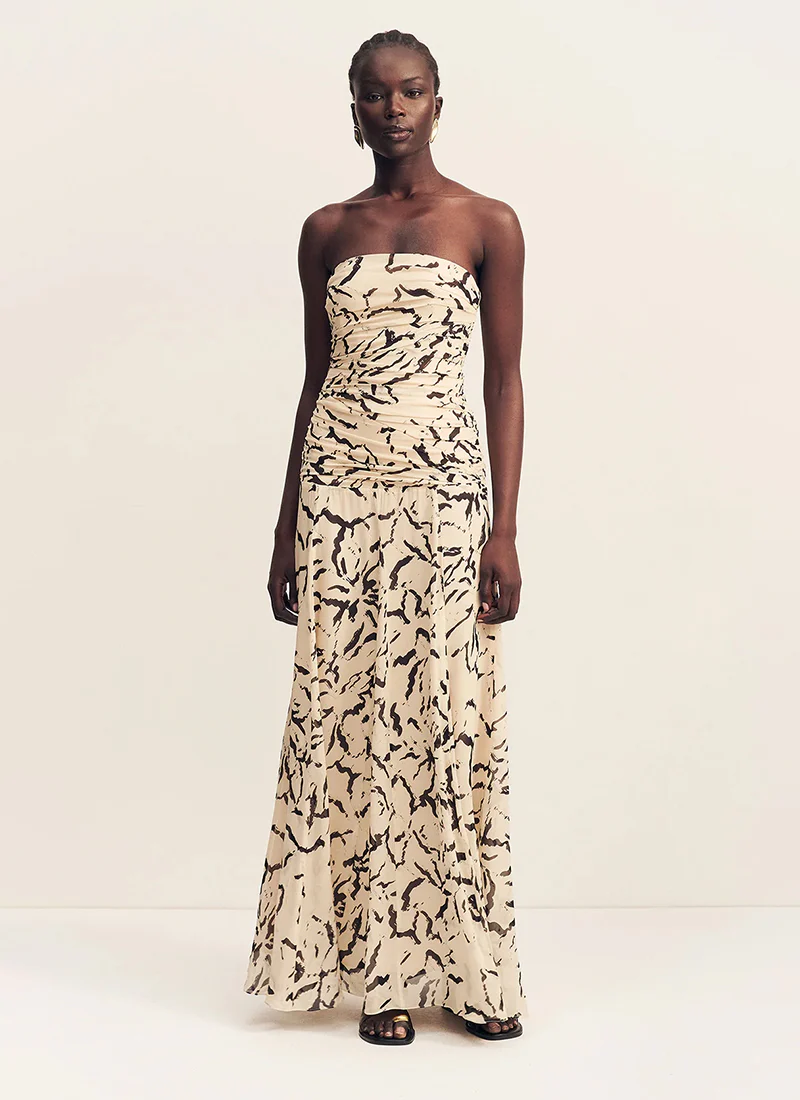 Rea Strapless Panelled Maxi Dress