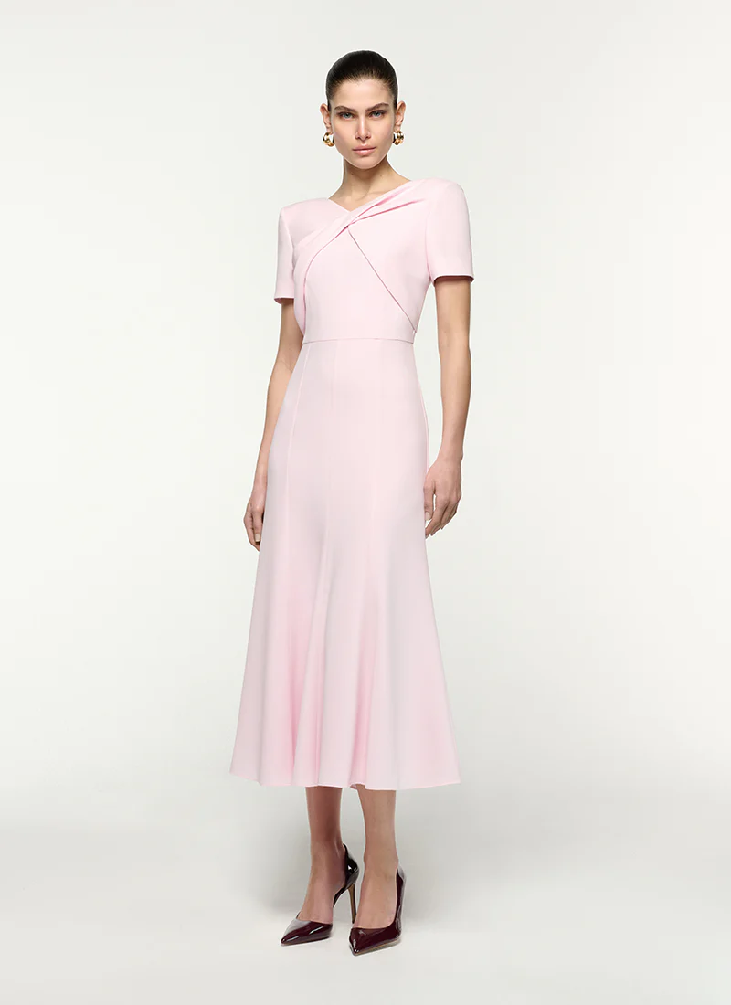 Belted Twist Drape Midi Dress - Image 3