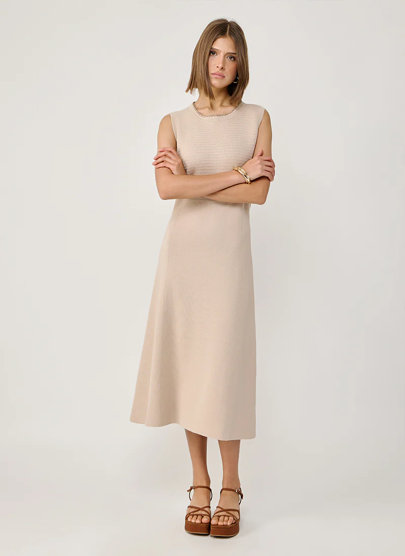 Cotton Wool Sleeveless Knit Dress - Image 3