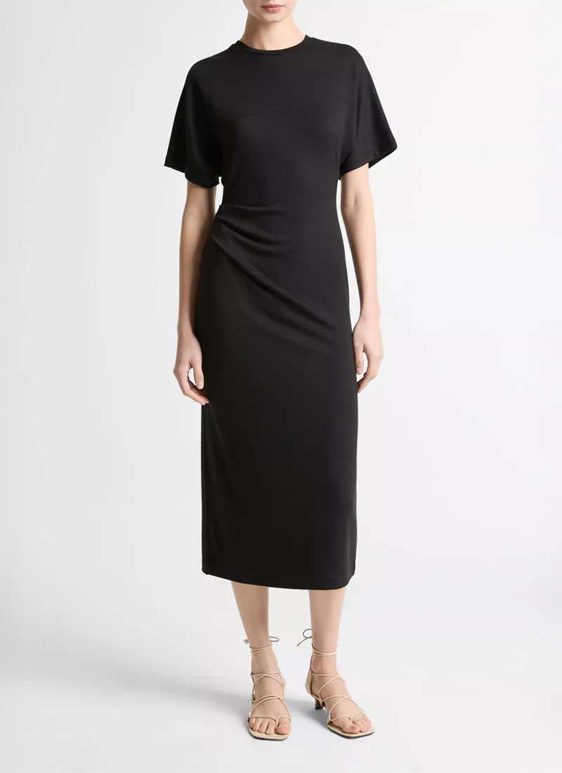Short Sleeve Side Rouche Dress