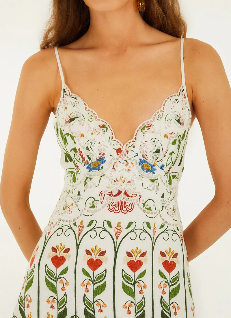 Stitched Garden Off-white Midi Dress - Image 3