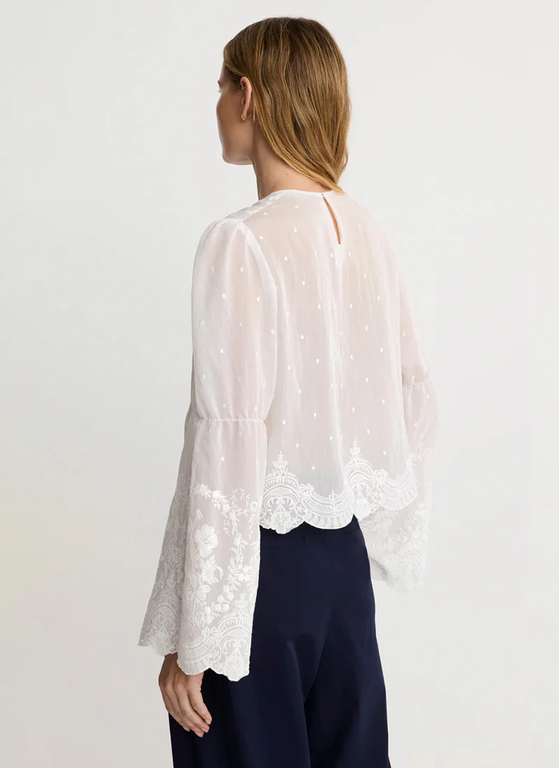 Embroidered Bell Sleeve Blouse - Image 3