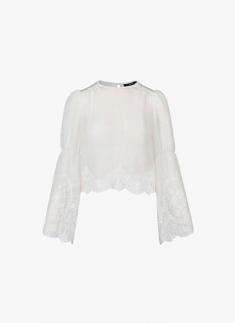 Embroidered Bell Sleeve Blouse - Image 4