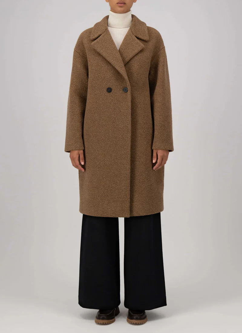 Drop Shoulder Double Boucle Coat