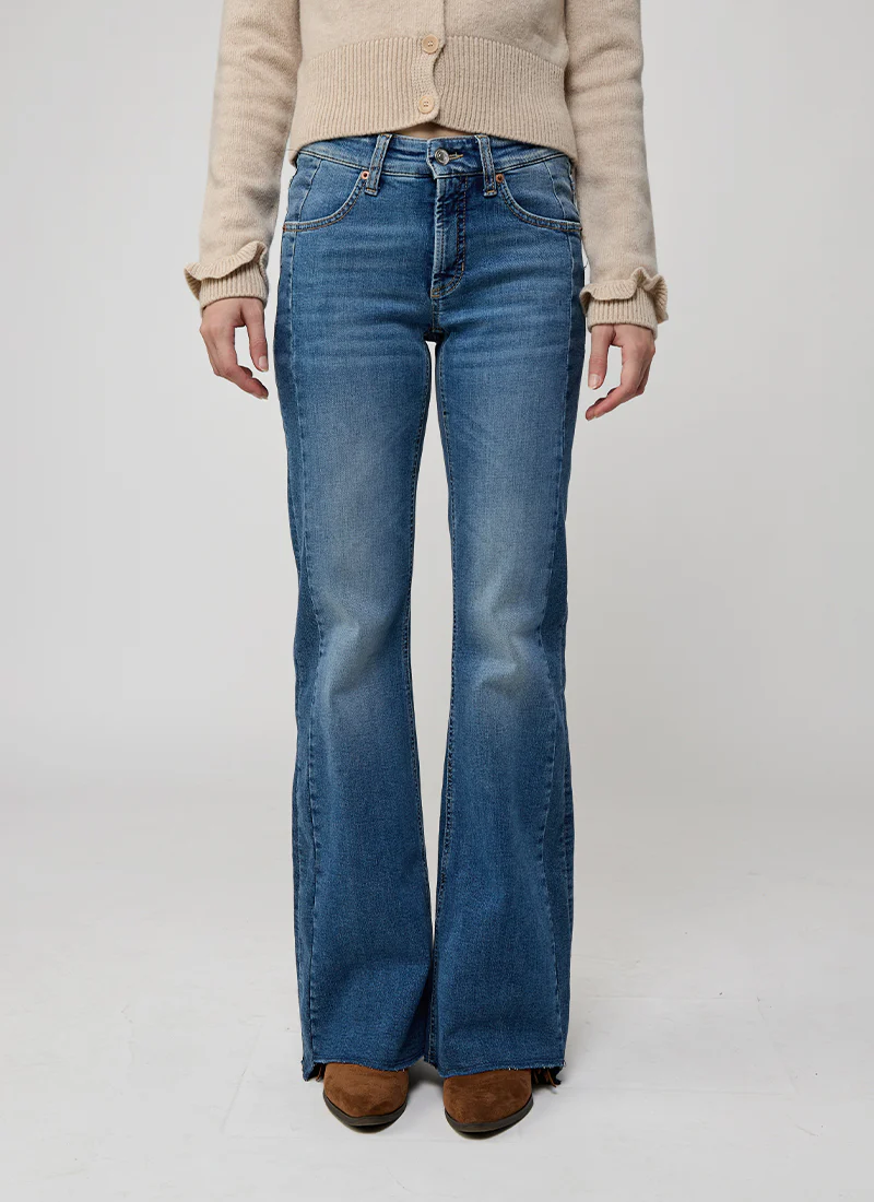 Fabienne Side Seam Patch Flare Jeans