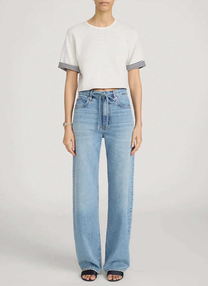 The Off Duty Drawstring Bow Wide Leg Jeans - Image 4