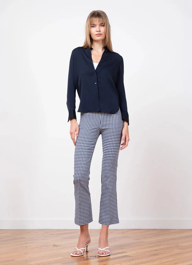 Leo Gingham Crop Flare Pants - Image 3