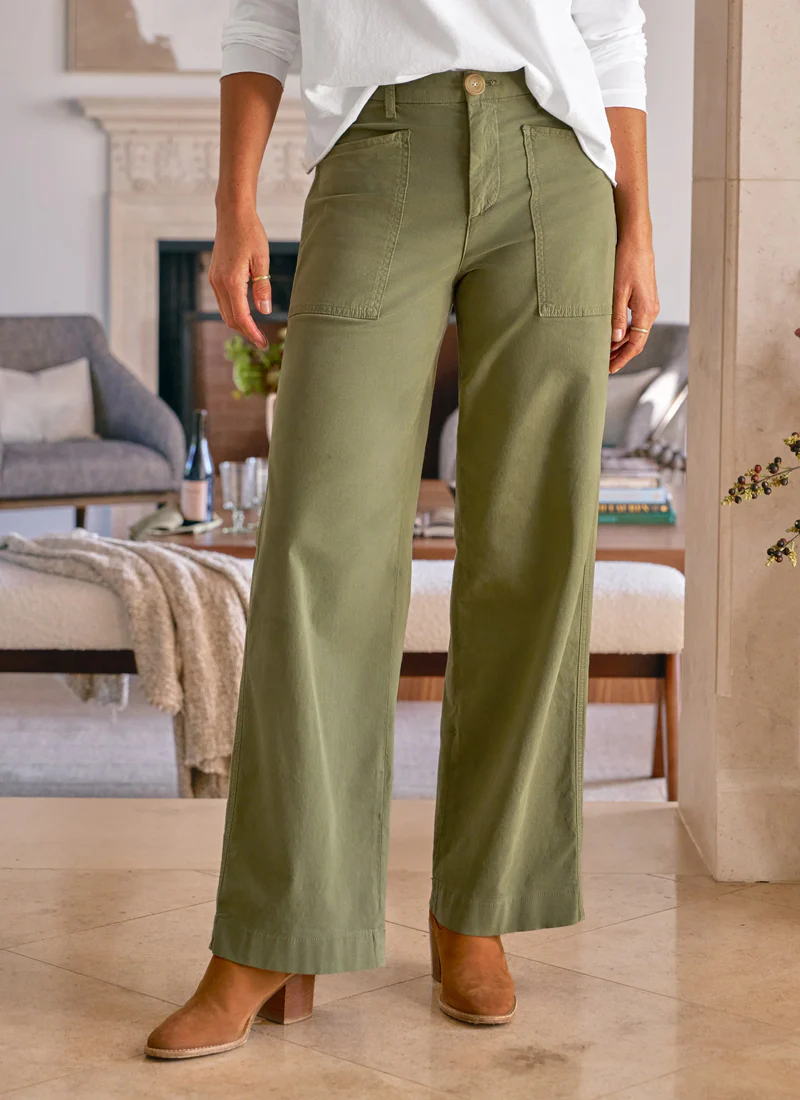 Limerick Wide-Leg Utility Pant