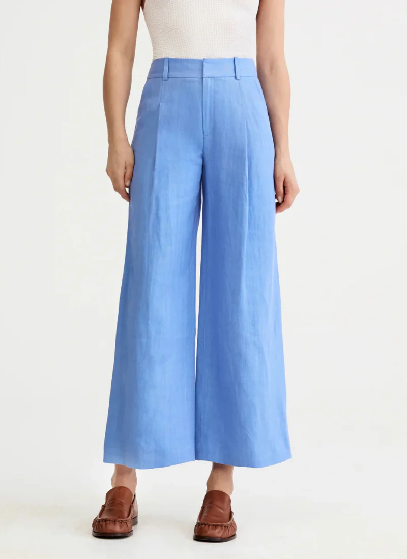 Linen Cropped Pleated Trouser