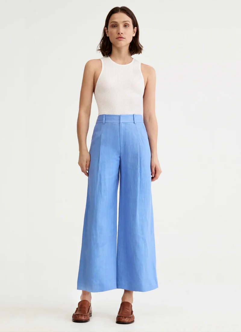 Linen Cropped Pleated Trouser - Image 3