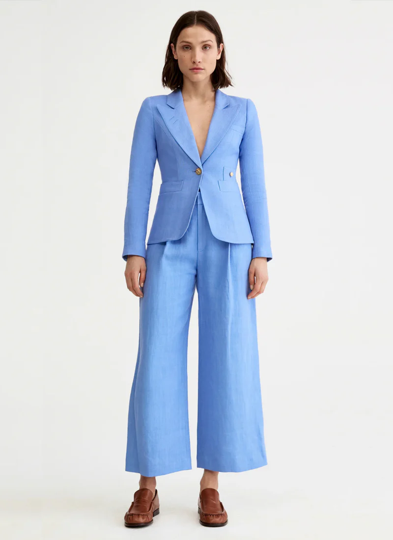 Linen Cropped Pleated Trouser - Image 4