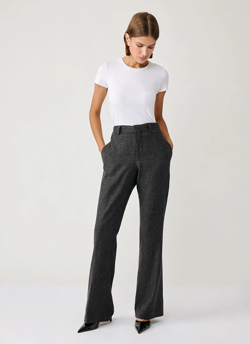 Slubbed Pinstripe Bootcut Trouser - Image 4