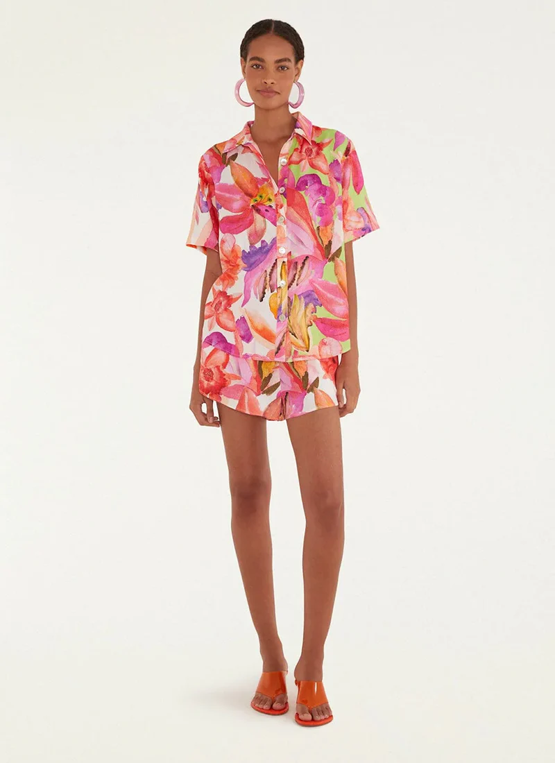 Artsy Flora Off-White Shorts - Image 2