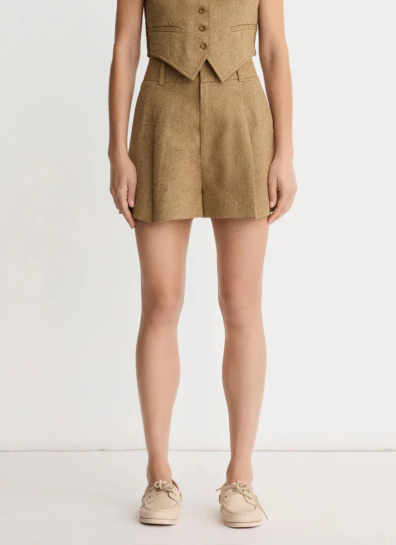 Mid Rise Pleated Shorts