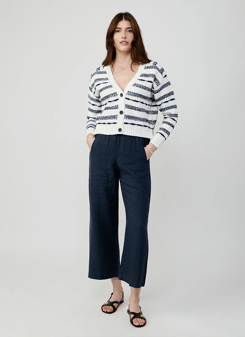 Broken Stripe Crop V Neck Cardigan - Image 5