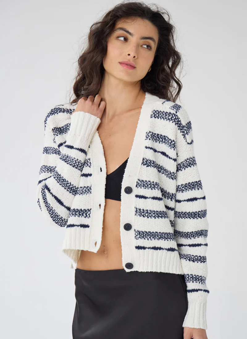 Broken Stripe Crop V Neck Cardigan - Image 6