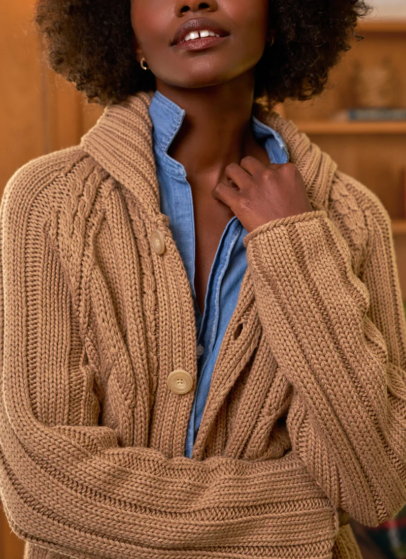 Mini Cotswolds Cropped Cable Knit Cardigan - Image 3