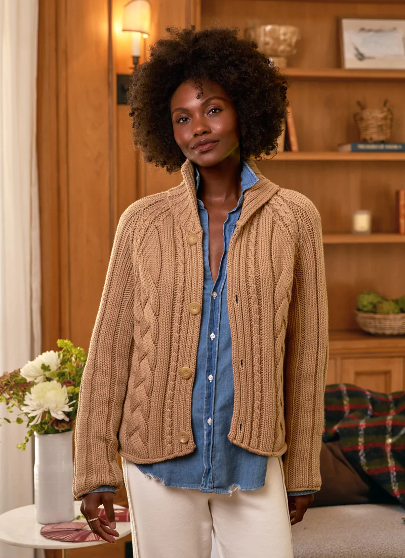 Mini Cotswolds Cropped Cable Knit Cardigan - Image 5