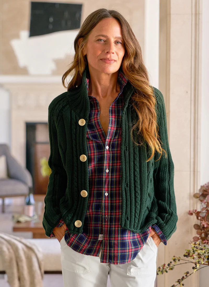 Mini Cotswolds Cropped Cable Knit Cardigan