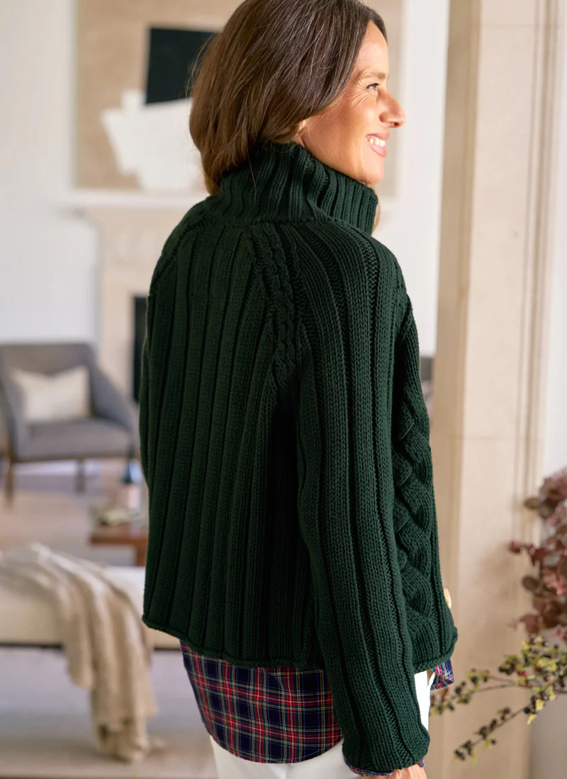 Mini Cotswolds Cropped Cable Knit Cardigan - Image 2