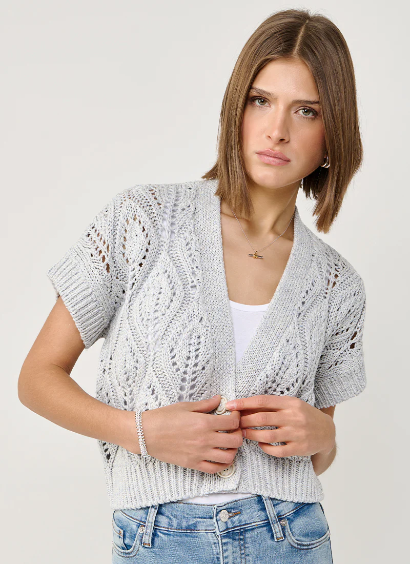 Linen Silk Two Button Cardigan - Image 3