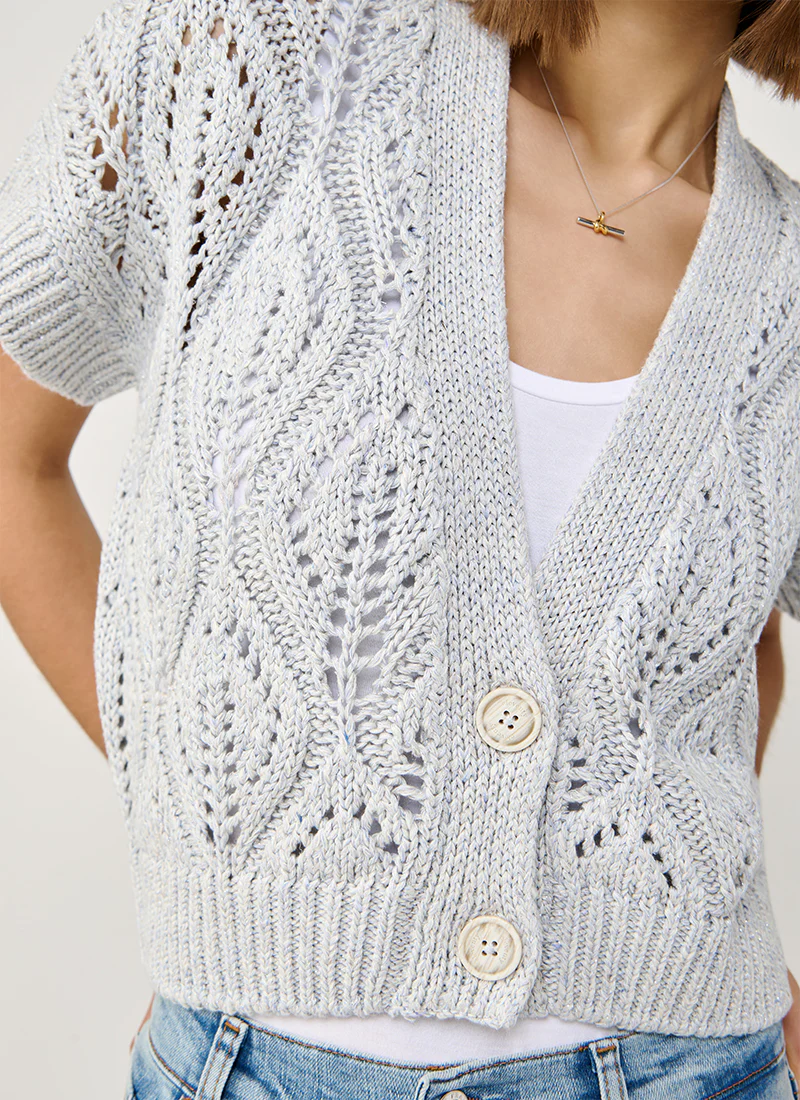 Linen Silk Two Button Cardigan - Image 4