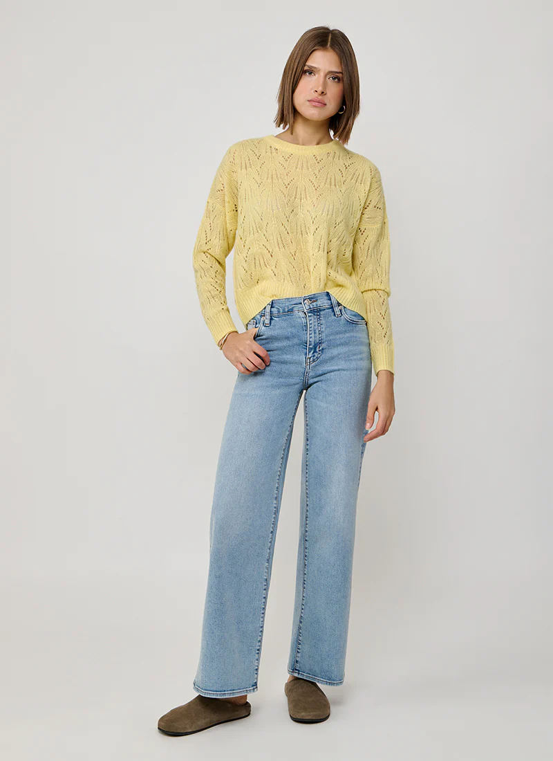 Allover Pointelle Cashmere Long Sleeve Sweater - Image 5