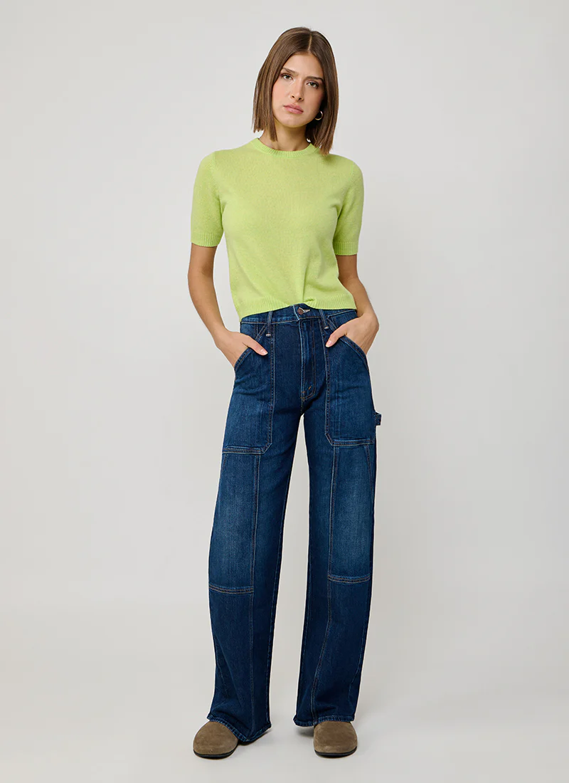 Crop Cashmere Short Sleeve Crew Top - Image 5