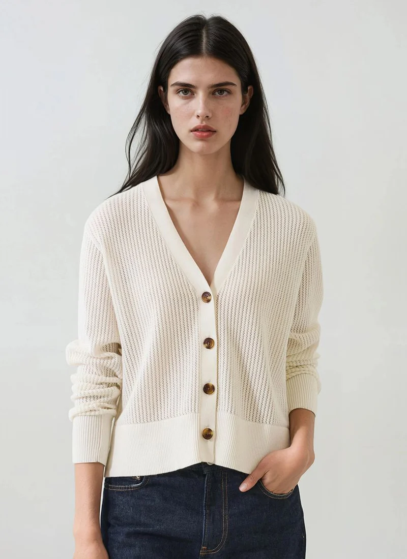 Cotton Cashmere Relaxed Cardigan - Image 3