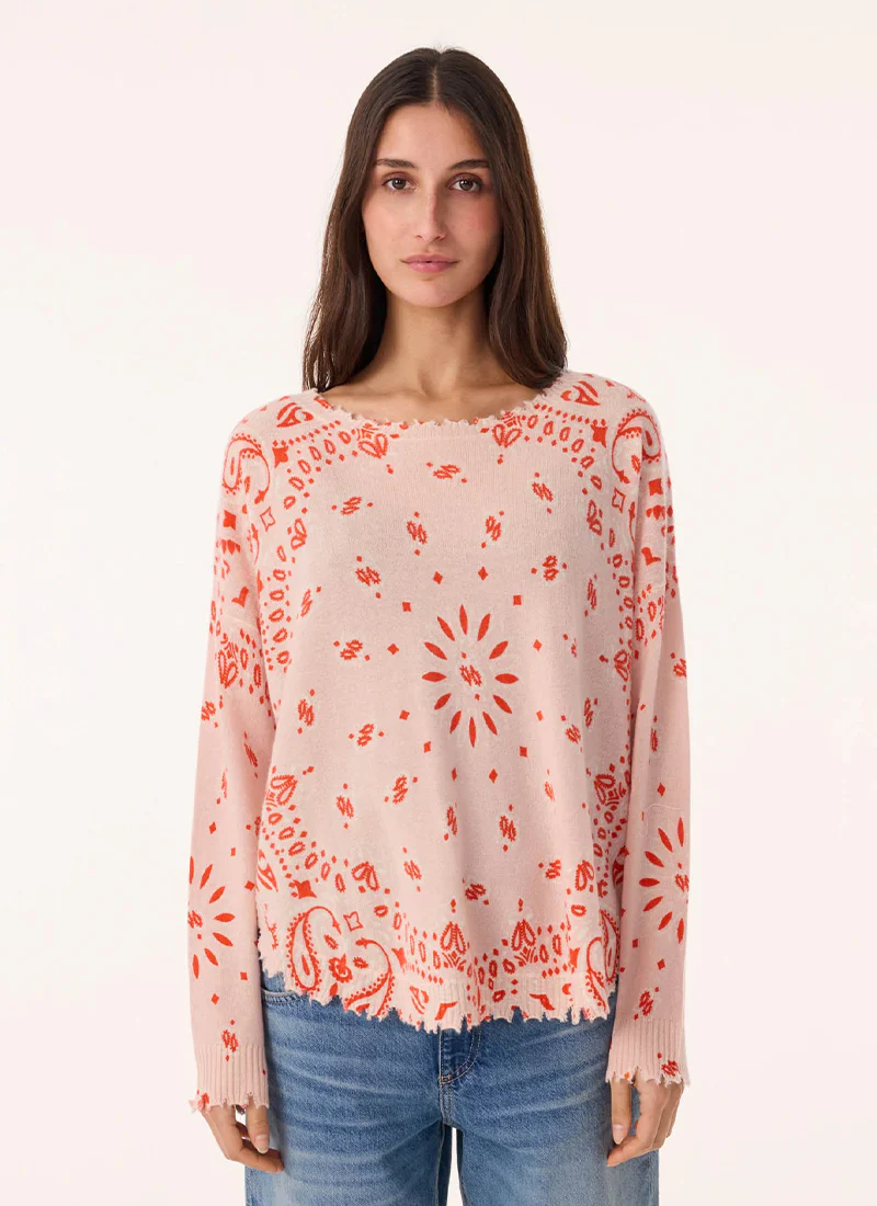 Mela Bicolour Bandana Cashmere Sweater