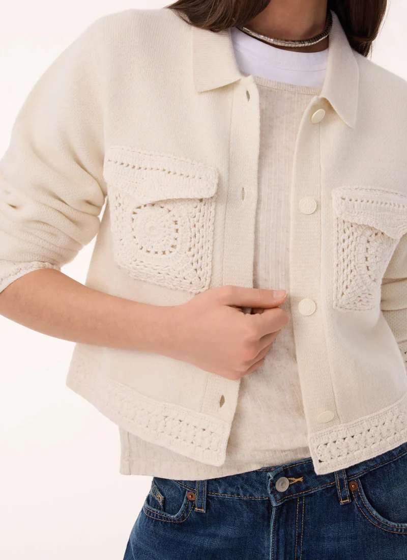 Xenia Crochet Pocket Cardigan - Image 3