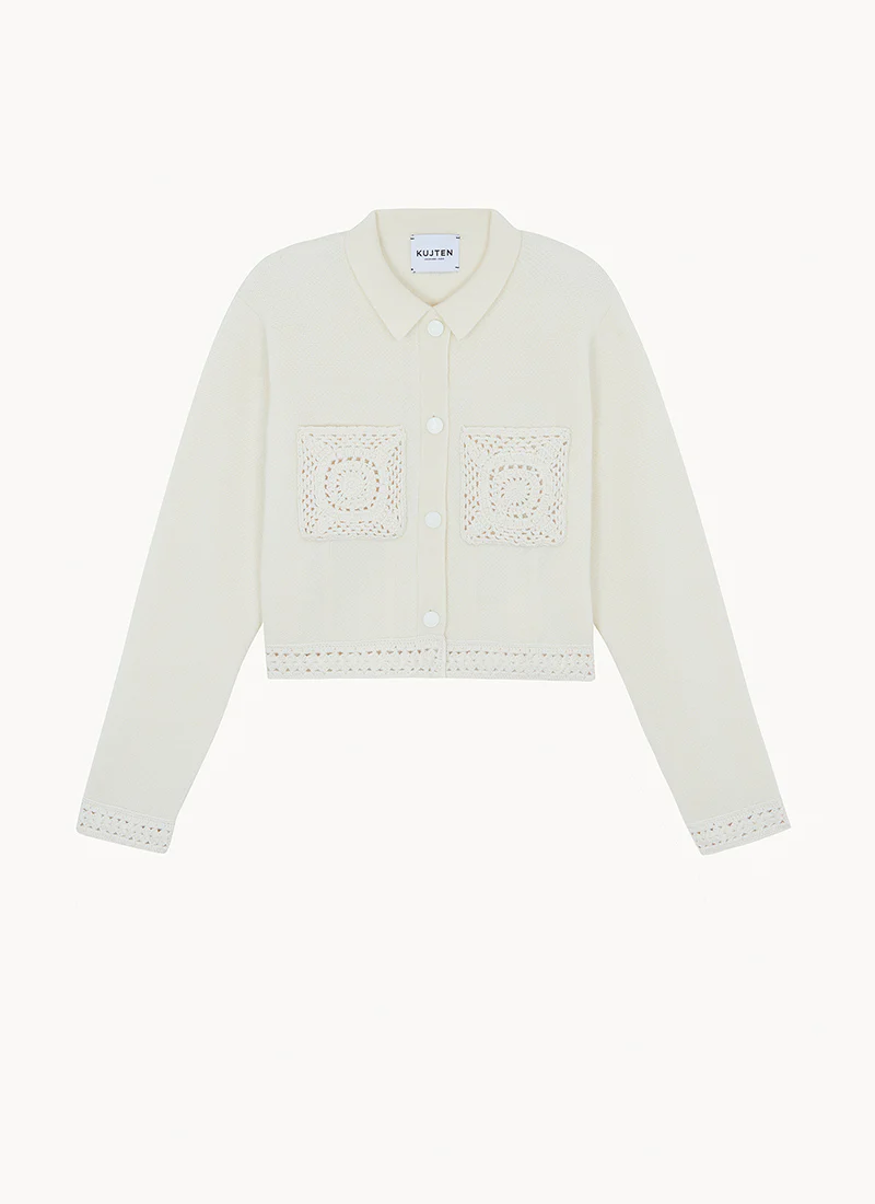 Xenia Crochet Pocket Cardigan - Image 4