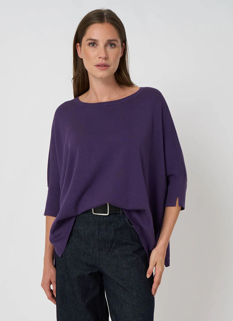 Oversized Cotton Blend Poncho Sweater