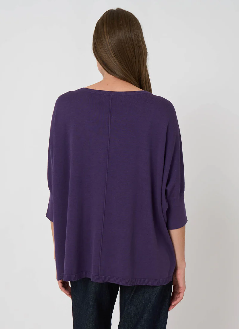 Oversized Cotton Blend Poncho Sweater - Image 2