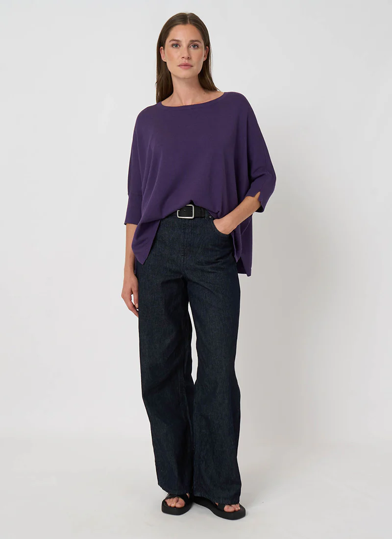 Oversized Cotton Blend Poncho Sweater - Image 5