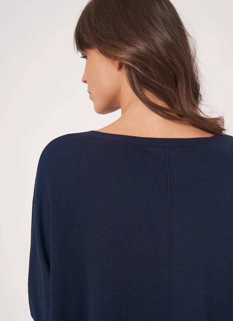 Oversized Cotton Blend Poncho Sweater - Image 4